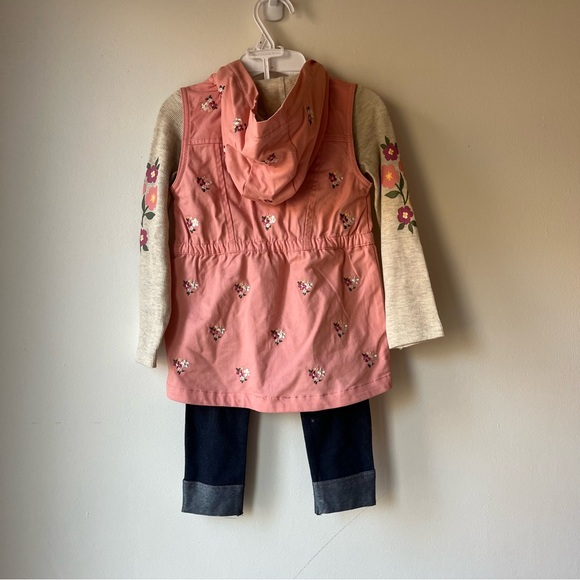 Little Lass Girls Floral Hooded Vest Outfit Set Size 5 Cottagecore Boho NWOT - Picture 7 of 8